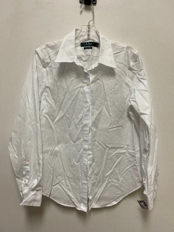 Top Long Sleeve By Lauren By Ralph Lauren In White, Size: M