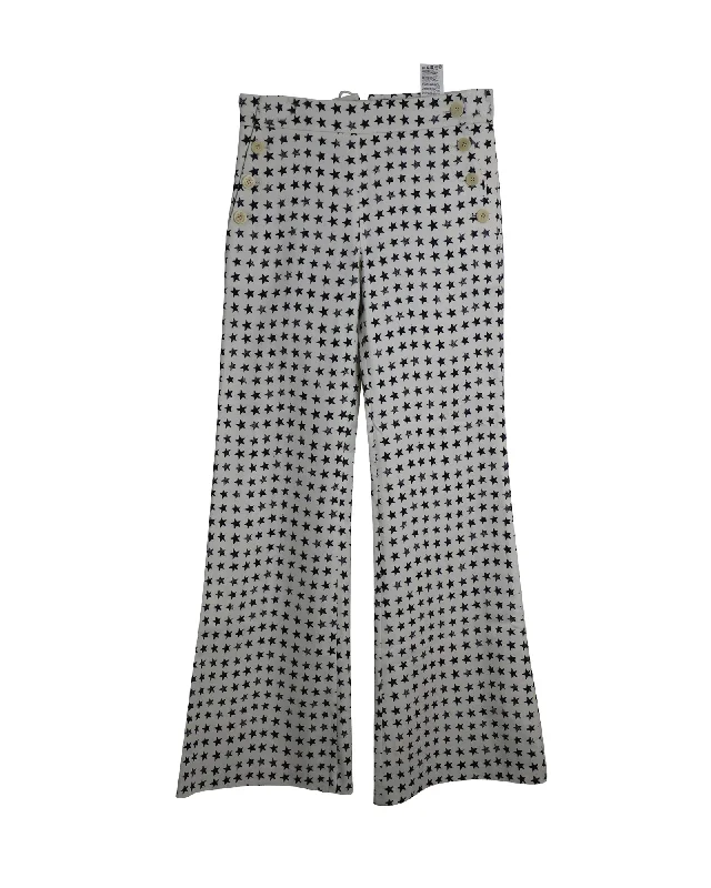 Max Mara Zirlo Star Print Flared Pants in White Cotton