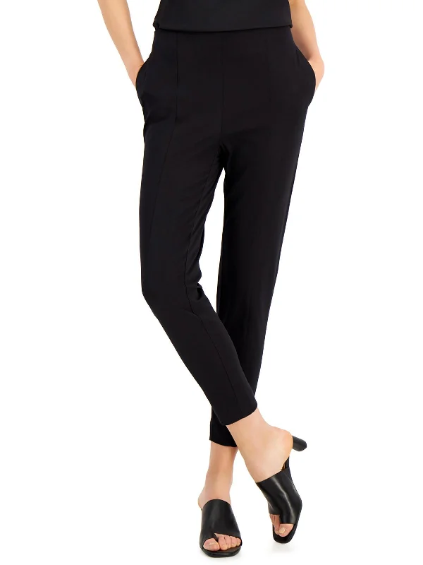 Womens Back Zipper Office Wear Straight Leg Pants