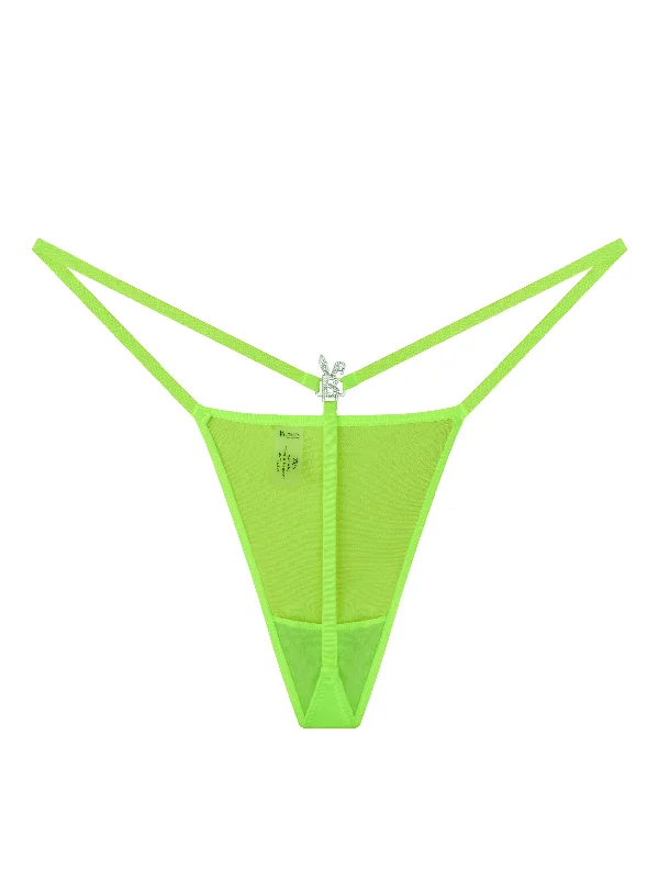 ICED OUT BUNNY G-STRING THONG IN NEON GREEN