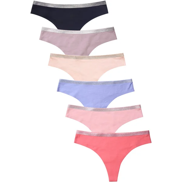 PACK OF 6 MOPAS WOMEN'S COTTON BLEND G-STRING THONG (LPN2303CT)