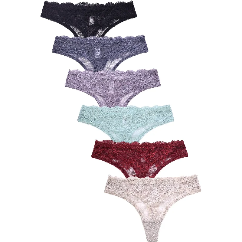 PACK OF 6 SOFRA WOMEN'S NYLON BLEND FLORAL THONG (LP9076LT)