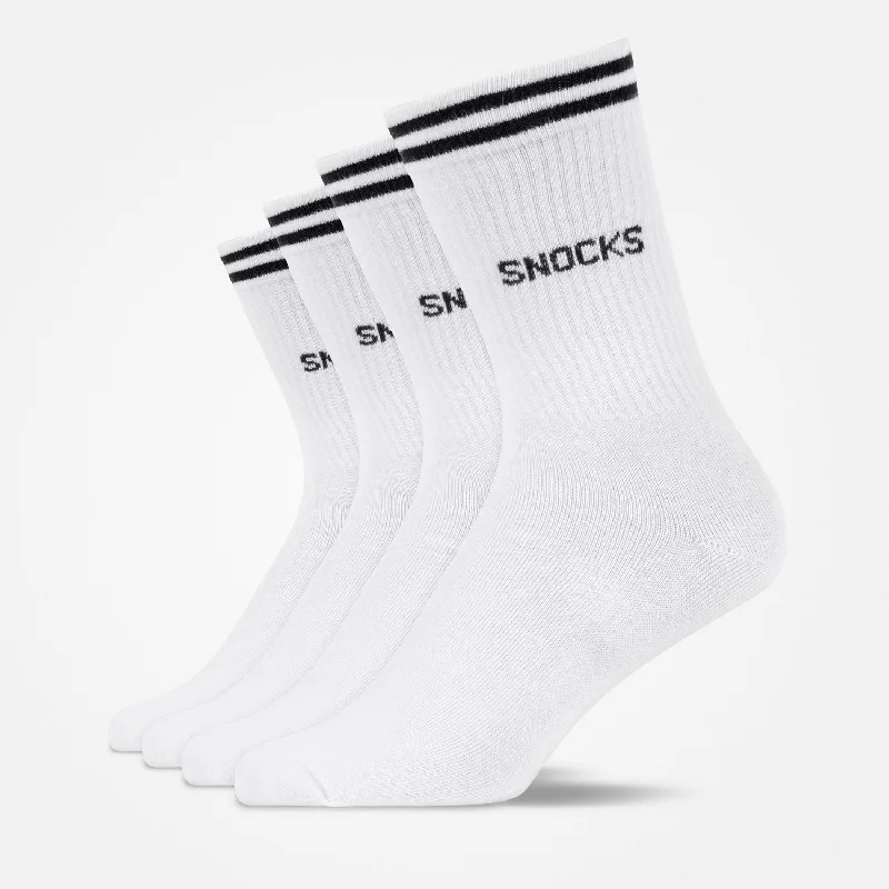 Hohe Sportsocken mit Streifen | Weiß