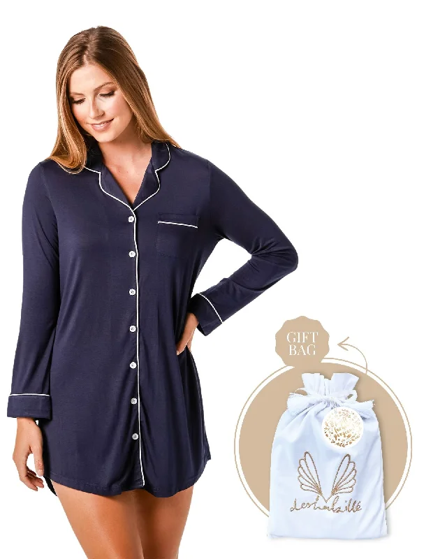 Bamboo Night Shirt Gift Bag Navy