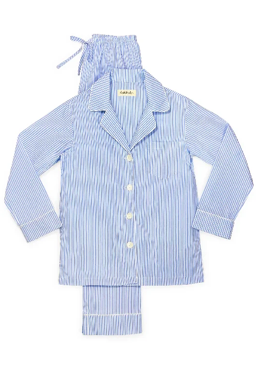 Blue Pinstripe Cotton Pajamas