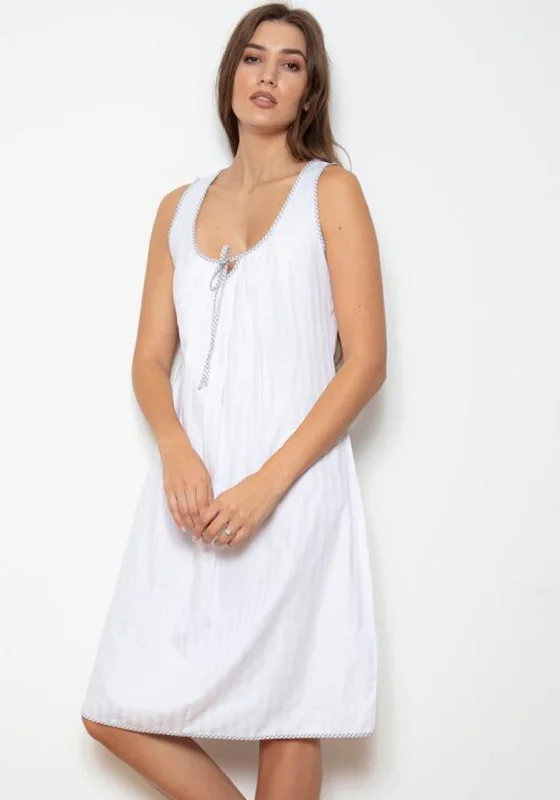 Cottonreal Cotton Shadow Stripe Chemise, White