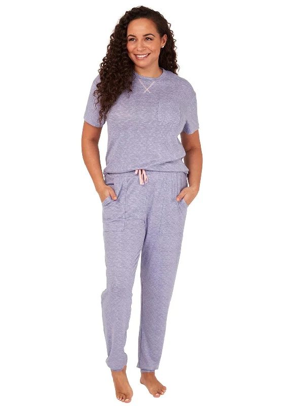 Indigo Sky Melange Pyjama Set, Cornflower Blue