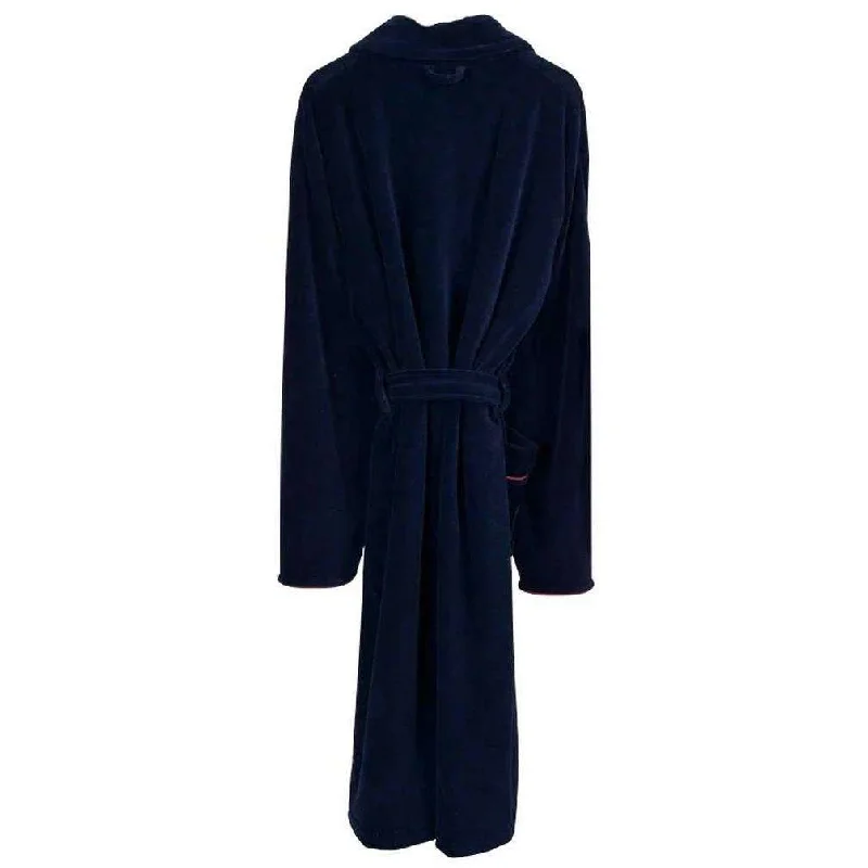 Bown of London Carnegie Long Velvet Smoking Jacket - Navy/Burgundy