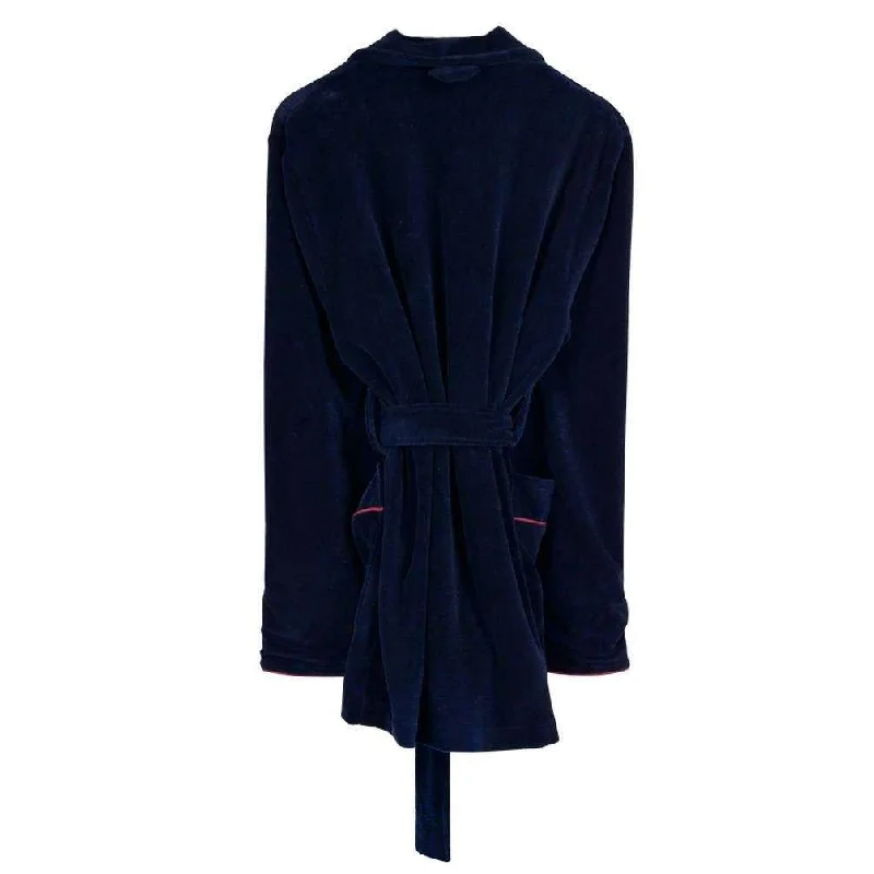 Bown of London Rockefeller Short Velvet Smoking Jacket - Navy/Burgundy