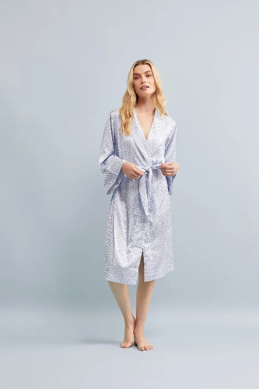 Halston x Homebodii Cleveland Robe - Eggshell Blue HH Print