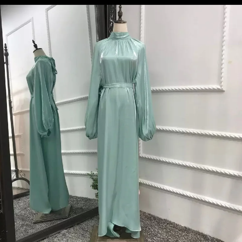 Summer Abaya Dubai Muslim Dress Summer Shiny Bubble Sleeve Abayas