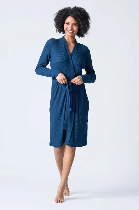 Textured Essentials robe - navy